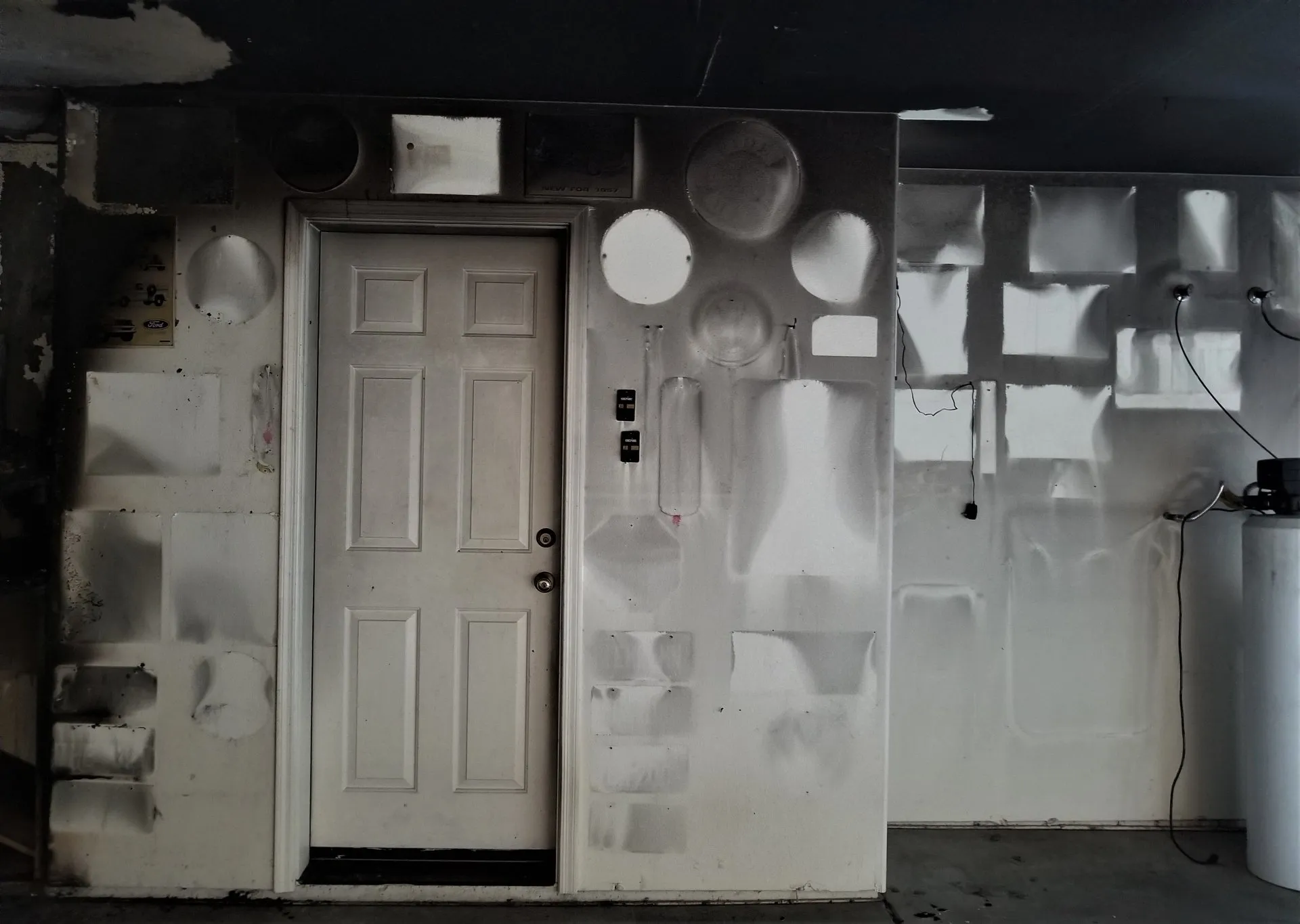 Smoke damage restoration work in progress