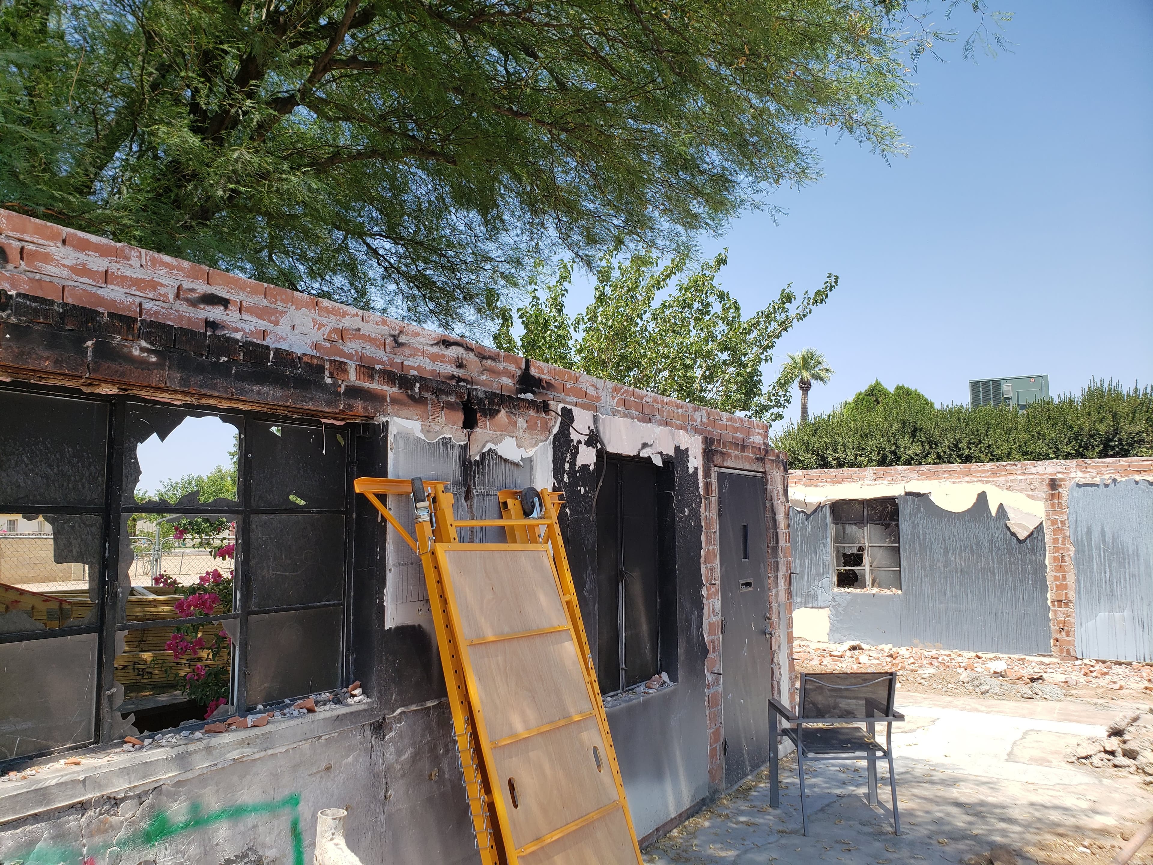 Burned kitchen before restoration and reconstruction work